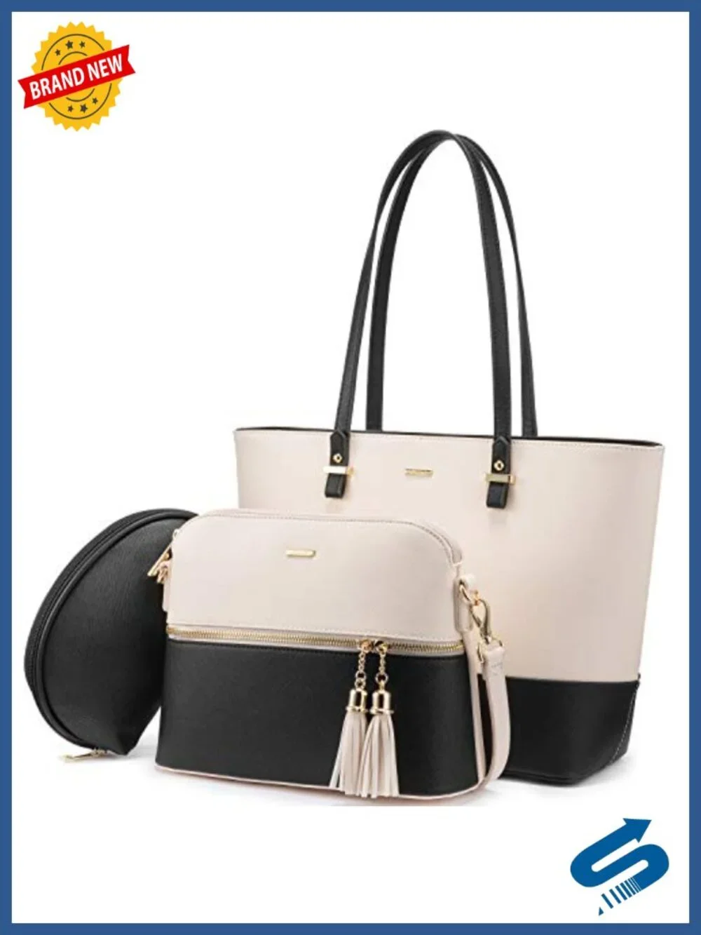 3pcs Faux Leather Handbag Set Shoulder Tote Satchel Hobo Purse Set